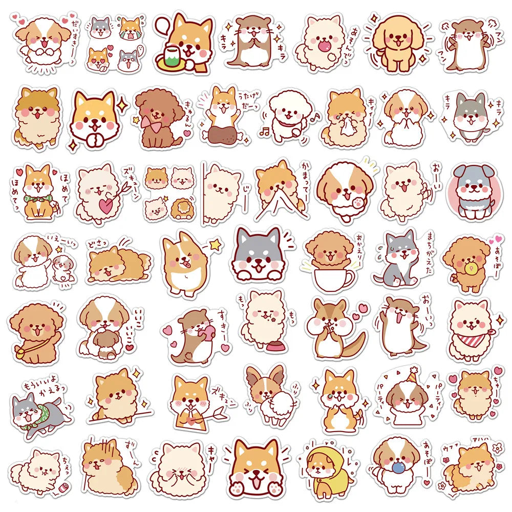 50 pcs/set Kawaii Fluffy Dog PVC Waterproof Stickers Cute Scrapbooking Diy Journaling Diary Stationery Sticker Gift Decor [STA]