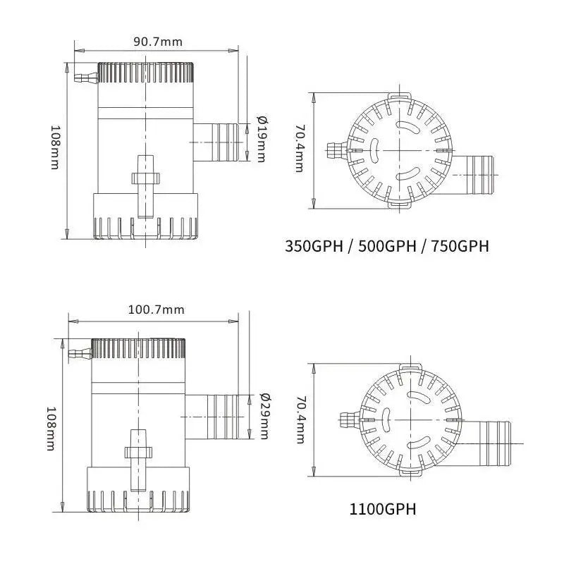 Submersible Bilge Pump 12v 24V 1100GPH 750GPH 500GPH Mini Electric Water Pump Used In Boat Seaplane Motor Homes Houseboat [PUM]