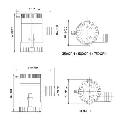 Submersible Bilge Pump 12v 24V 1100GPH 750GPH 500GPH Mini Electric Water Pump Used In Boat Seaplane Motor Homes Houseboat [PUM]