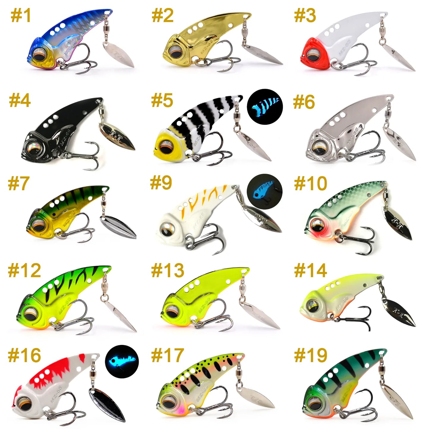 THETIME Brand MZ55 60Metal Vib Blade Glow Cicada Lure 55 60mm 13g 17g Sinking Tail Spinner Baits Bibe For Bass Pike Perch Fish [SPT]