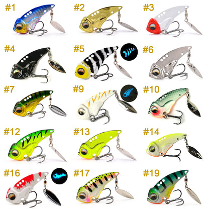 THETIME Brand MZ55 60Metal Vib Blade Glow Cicada Lure 55 60mm 13g 17g Sinking Tail Spinner Baits Bibe For Bass Pike Perch Fish [SPT]