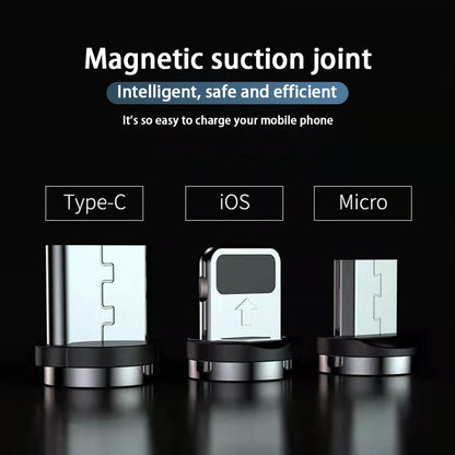 3A LED Magnetic USB Cable Fast Charging Type C Cable Magnet Charger Data Charge Micro USB Cable Mobile Phone Cable USB Cord [MOB]