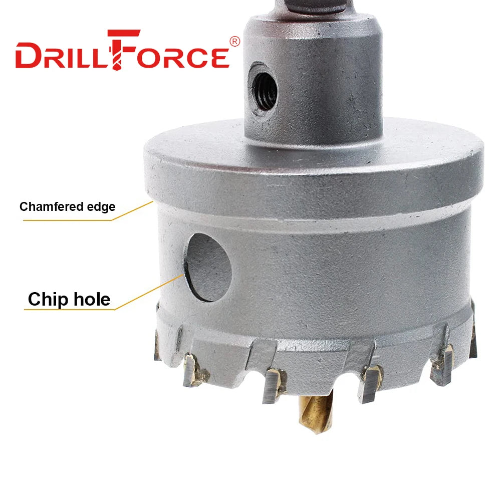 Drillforce 12-200mm TCT Hole Saw Drill Bits Alloy Carbide Cobalt Steel Cutter Stainless Steel Plate Iron Metal Cutting Kit [PTO]