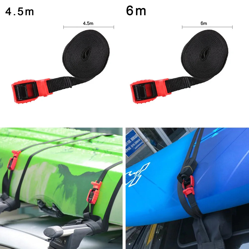 1pcs Kayaking Boat Accessories Tie Down Water Sports Boating Roof Rack Straps Pair Silicone Buckle 4.5m/6m Heavy Duty Kayak [MRN]