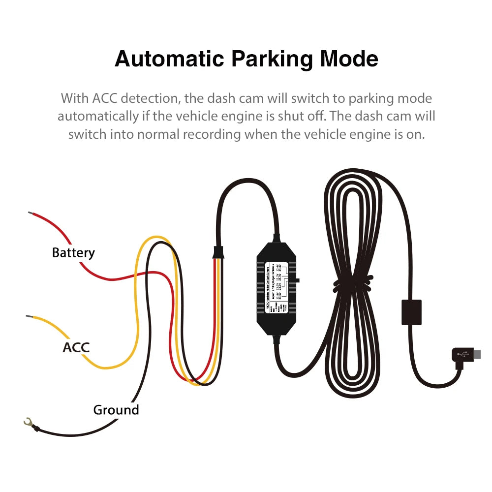 Viofo A129 A119 V3 Car Camera 3 Wire ACC Hardwire Kit Cable HK3 For Parking Mode optional  Mini/Micro2/ATC/ATS Fuse Tap [CAR]