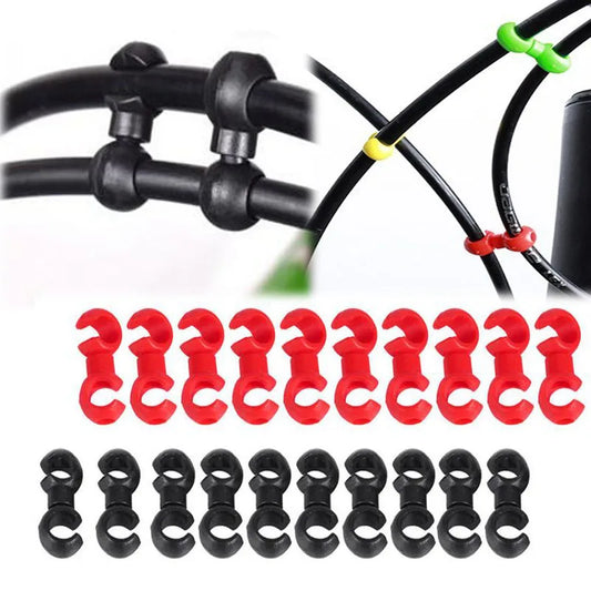 10Pcs/Set S Buckle Bike Brake Derailleur Shift Clips Buckle Cable Line Tube Rotatable MTB Brake Line Clip Ring Clasp [CYC]