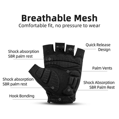 ROCKBROS Cycling Gloves Half Finger Shockproof Wear Resistant Breathable MTB Road Bicycle Gloves Men Women Sports Bike Equipment [SPT]