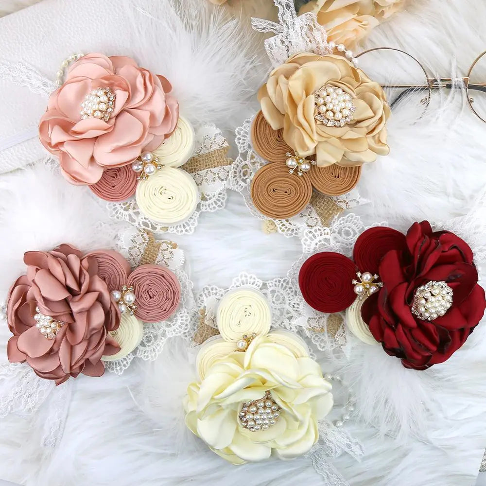 Vintage Flower Headband Baby Girls Headwraps Newborn Photography Props Gifts Lace Elastic Hair Bands Pearl Feather Accessories [PHO]