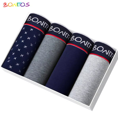 4pcs Boxer Shorts Men's Panties Homme Underpants Boxershorts Underwear for Man Cotton Male Couple Sexy Set Calecon Lot Soft Box [UND]