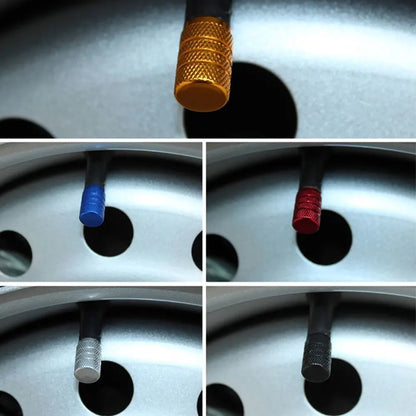 4Pcs Car Tire Valve Stems Cap Knurling Style Tire Valve Cap Aluminum Tire Wheel Stem Air Valve Cap car Universal accessories [CAR]