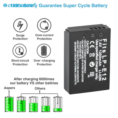 Camera Battery LP-E12 LPE12 LP E12 for Canon Rebel SL1 100D Kiss X7 EOS-M EOS M M2 EOS M10 M50 M100 1200mAh Batteries [BAT]