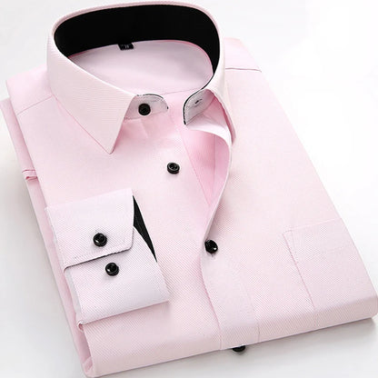 Men work shirts Brand soft Long sleeve square collar regular  solid plain/ twill men dress shirts white male tops [MEN]