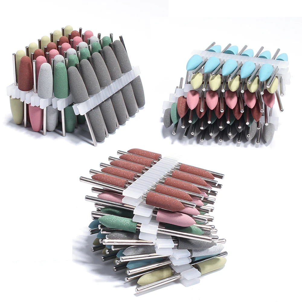 10pcs Diamond Nail Drill Bit Rubber Manicure Drills Electric Rotary Milling Cutter Polishing Tools Nail Bits Salon Accessories [TPT]