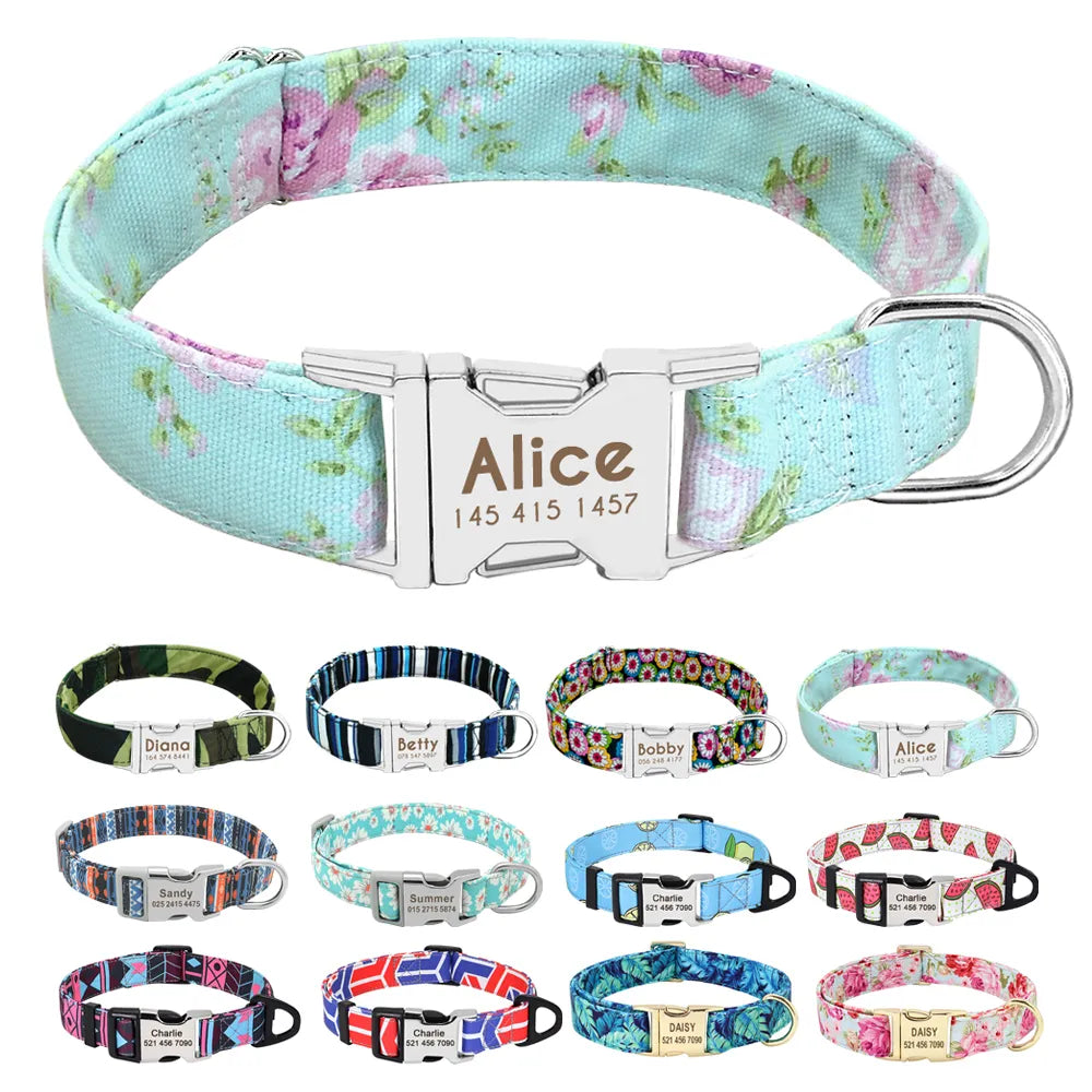 Personalized Dog Accessories Collar Nylon Printed Pet Puppy Collar Dog ID Collars Free Engraved ID for Small Medium Large Dogs [PET]