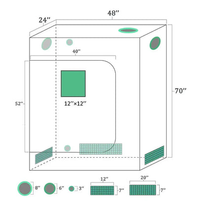 New Arrival! 1680D Mars Hydro 120*60*180cm Indoor Grow Tent Hydroponic Plant Growing Non-Toxic Room Box 100% reflective mylar [GAR]