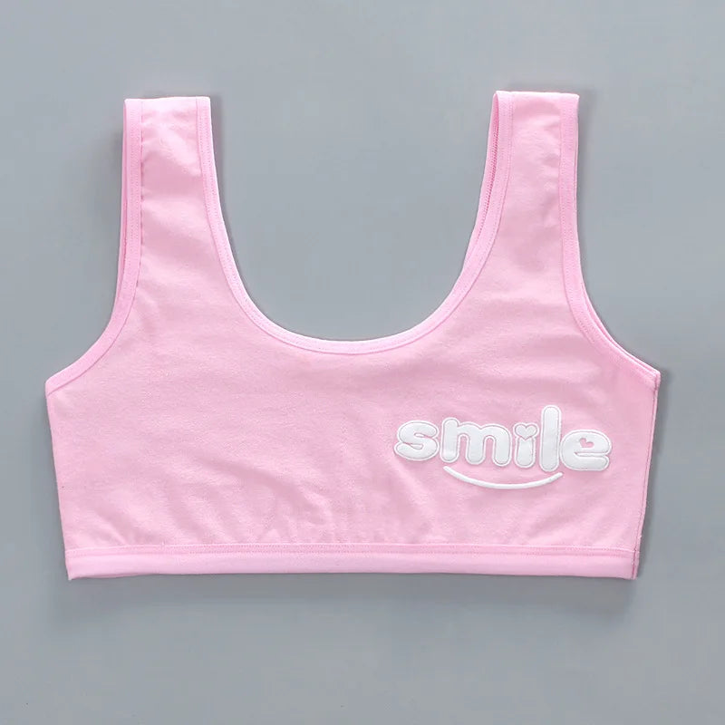 Teen bra girl vest Cotton Spandex Big Girl's Sport 7-14 Years Adolescente Kids Underwear Letter Racerback Training 1 piece [GRM] [UND]