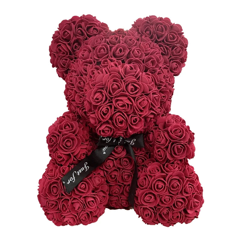 2024 DropShipping 40cm Rose Bear Heart Artificial Flower Rose Teddy Bear For Women Valentine's Wedding Birthday Christmas Gift [FLW]