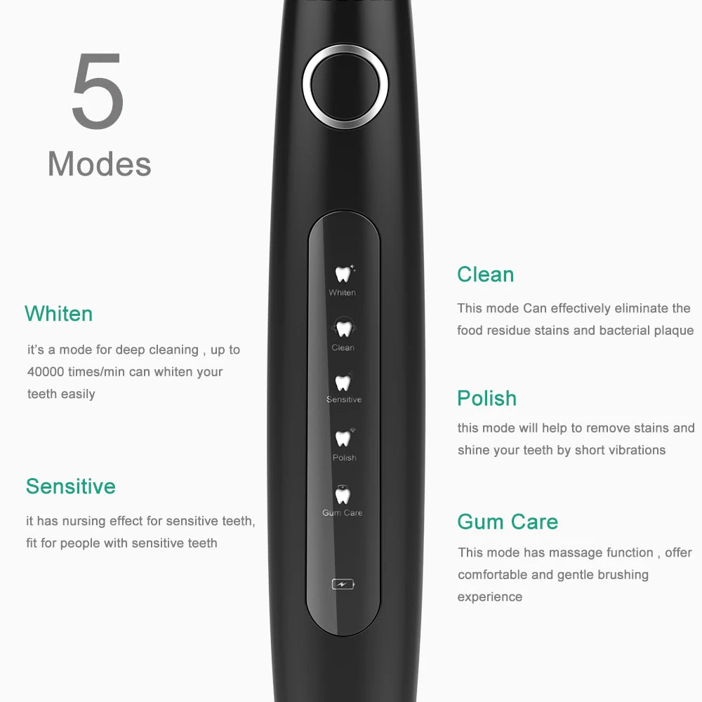 Electric Toothbrush Sonic Rechargeable Top Quality Smart Chip Toothbrush Head Replaceable Whitening Healthy Best Gift  [HAP]