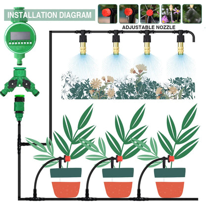 MUCIAKIE 5M-50M Automatic Garden Watering System Kits Self Garden Irrigation Watering Kits Micro Drip Mist Spray Cooling System [GAR]