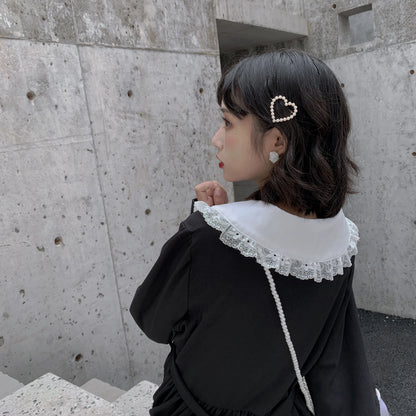 Harajuku Gothic Kawaii Black Sailor Dress Women Lolita Girl Style Lace Collar Vintage Bandage Casual Pleated Long Vestidos  [LOL]