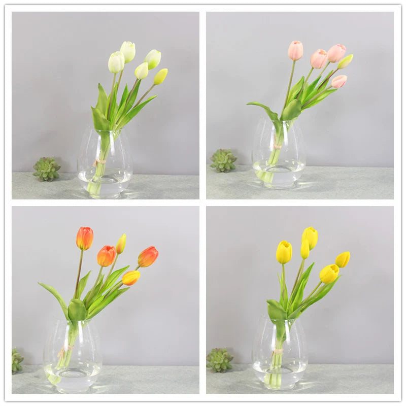 New Luxury Silicone Artificial Flower Home Decoration flores artificiales Real Touch Tulips Bouquet Decorative [FLW]