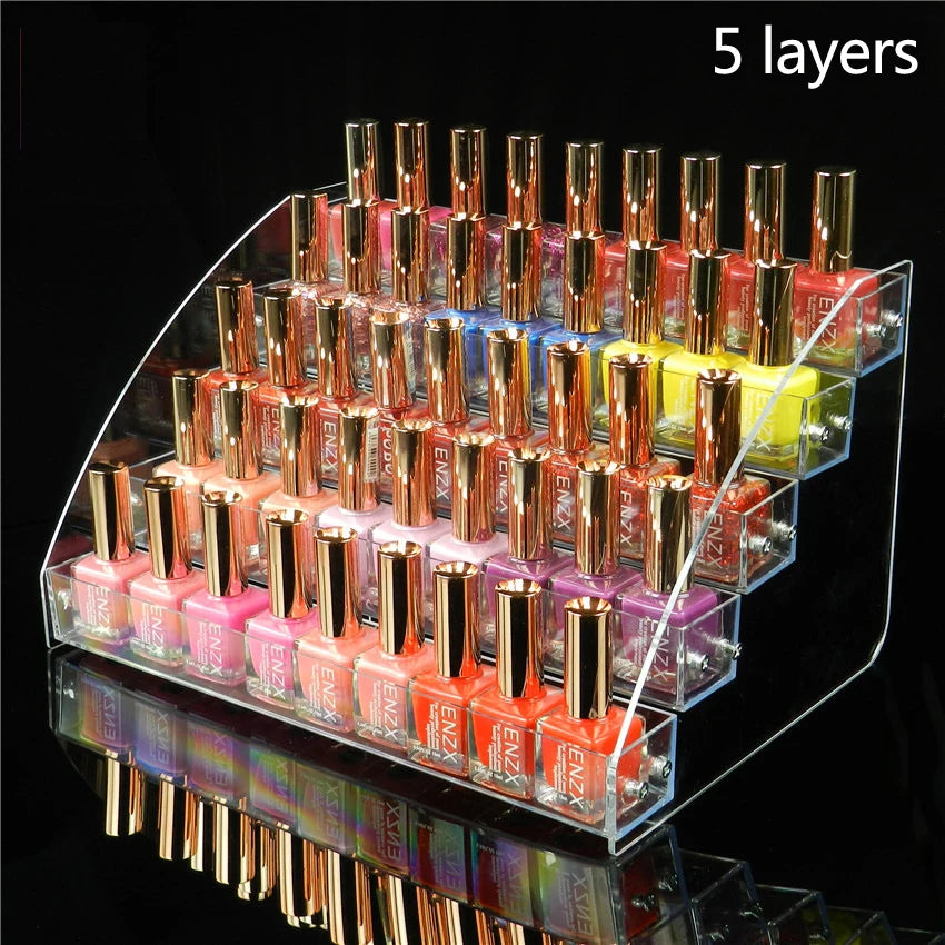 3/4/5/6/7 Layers Acrylic Nail Polish Display Organizer Shelf Clear Cosmetic Rack Tools Holder Frame Jewelry Stand Storage Box [CSM]