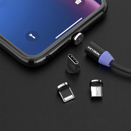 KEYSION LED Magnetic USB Cable Fast Charging Type C Cable Magnet Charger Data Charge Micro USB Cable Mobile Phone Cable USB Cord [MOB]