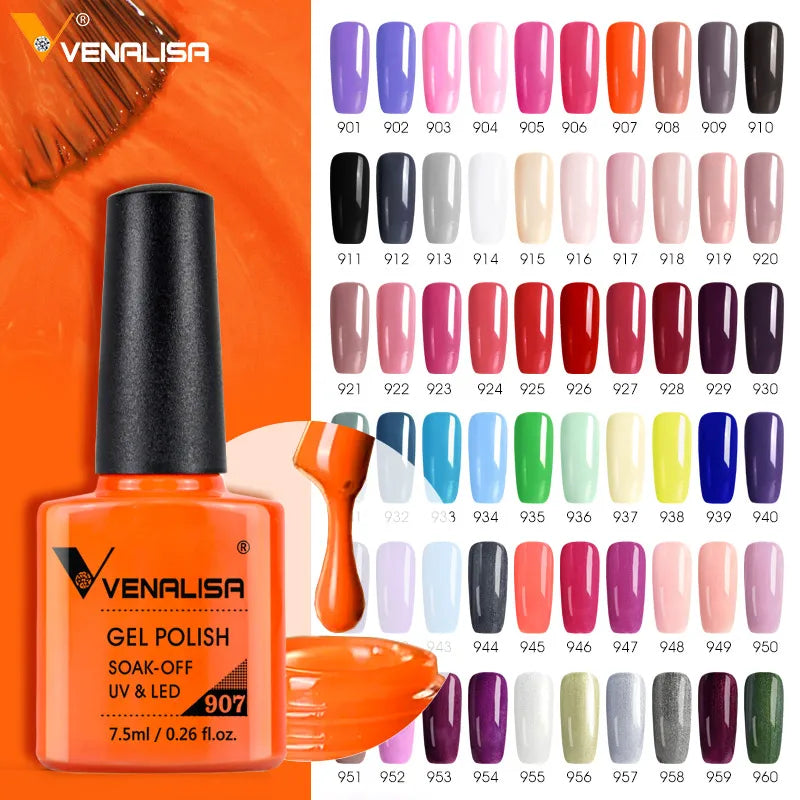 Venalisa Long Wear Top Coat Tempered Top Coat Peel Off Base Coat Color Nail Gel Polish Beautiful Semi Permanent Nail Gel Enamel [BEU]