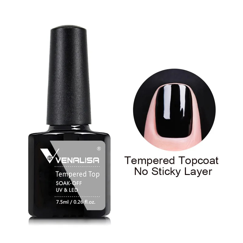 Venalisa Long Wear Top Coat Tempered Top Coat Peel Off Base Coat Color Nail Gel Polish Beautiful Semi Permanent Nail Gel Enamel [BEU]