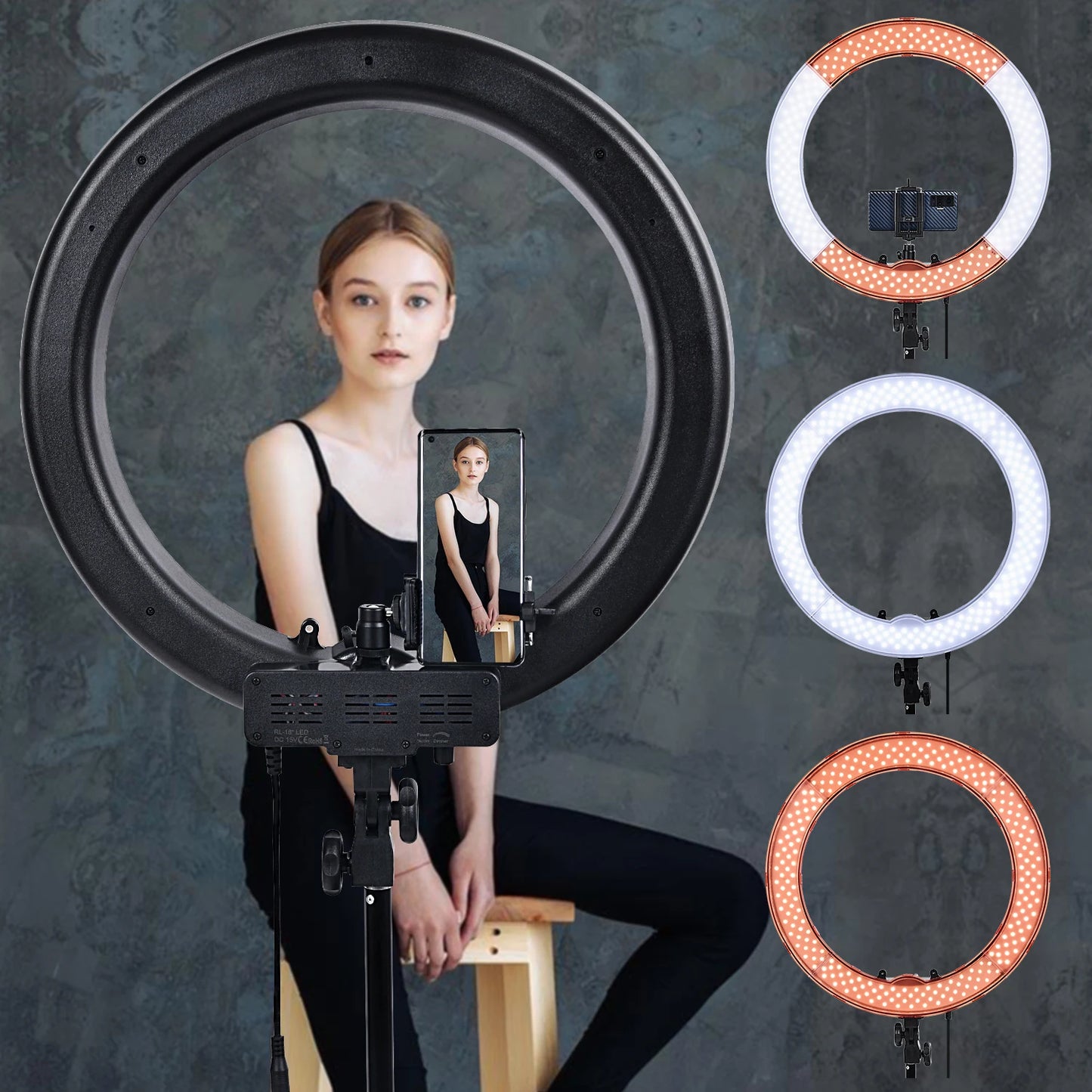 FOSOTO 18 Inch led Ring Light Photography Lamp Selfie Ringlight Led Ring Lamp With Tripod Stand For Makeup Youtube Tiktok [PHO]