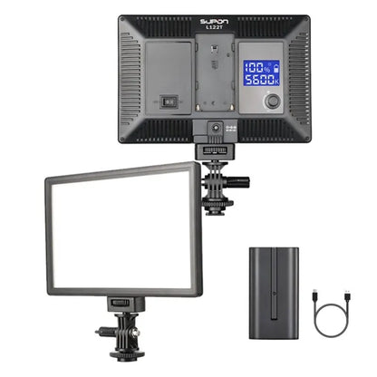 SUPON L122T Photography Lighting LED Video Light Ultra Thin LCD Bi-Color & Dimmable DSLR Studio LED Light Lamp Panel for Camera [PHO]