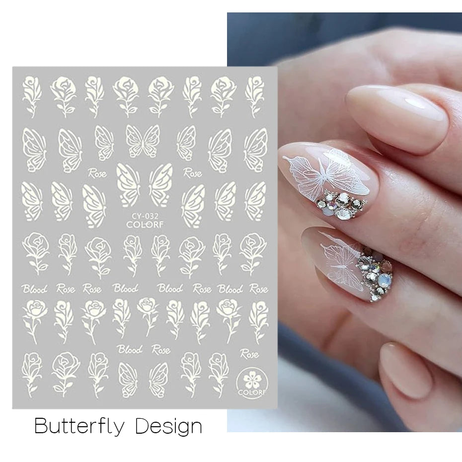 Luminous Fire Flame Nail Stickers Decor 3D Star Butterfly Design Glow In The Dark Decals Summer Manicure Slider Tips [BEU]