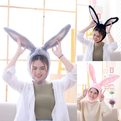 Women Men Funny Plush Ears Hood Hat Cute Rabbit Eastern Cosplay Costume Accessory Headwear Halloween Party Props [COS]