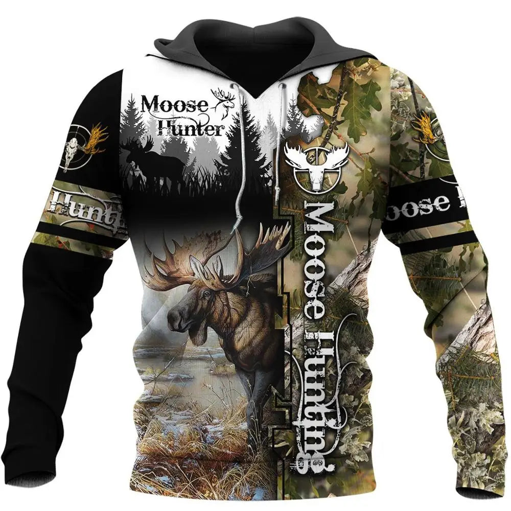 Moose Hunting Camo 3D Print Hoodies men/women Harajuku Fashion Hooded Sweatshirt Autumn Hoody Casual streetwear hoodie SL-074 [MEN]