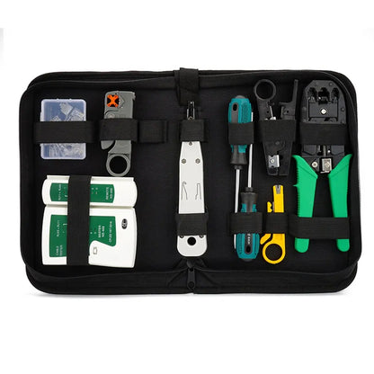 Network Cable Tester Tool LAN Utp Screwdriver Wire Stripper RJ45 Connector Computer Network Crimping Pliers Tool Kit Set [OFF]