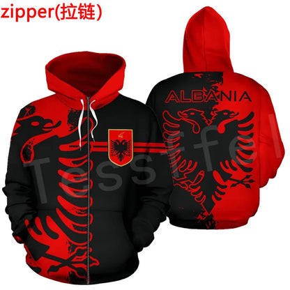 Tessffel Newest Country Flag Albania Symbol Funny NewFashion Men/Women Tracksuit zipper Jacket 3Dprint Casual Funny Hoodies B-15 [MEN]