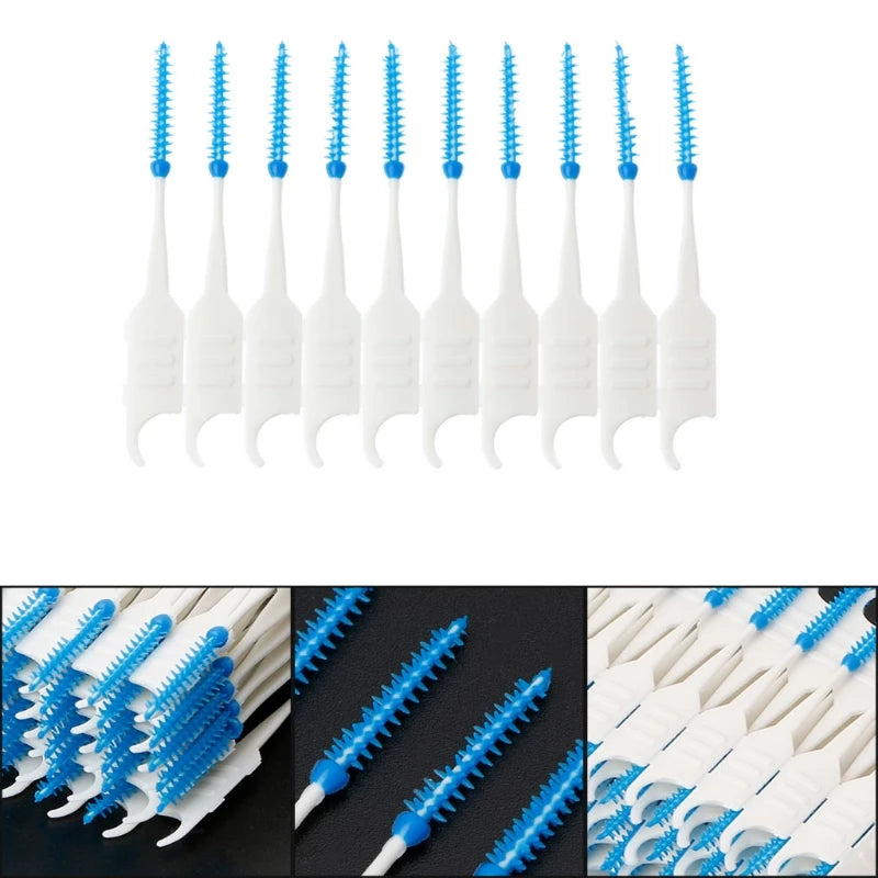 1 Set 20/40/120/200pcs Double Floss Head Hygiene Dental Silicone Interdental Brush Toothpick New Hot Selling [DEN]