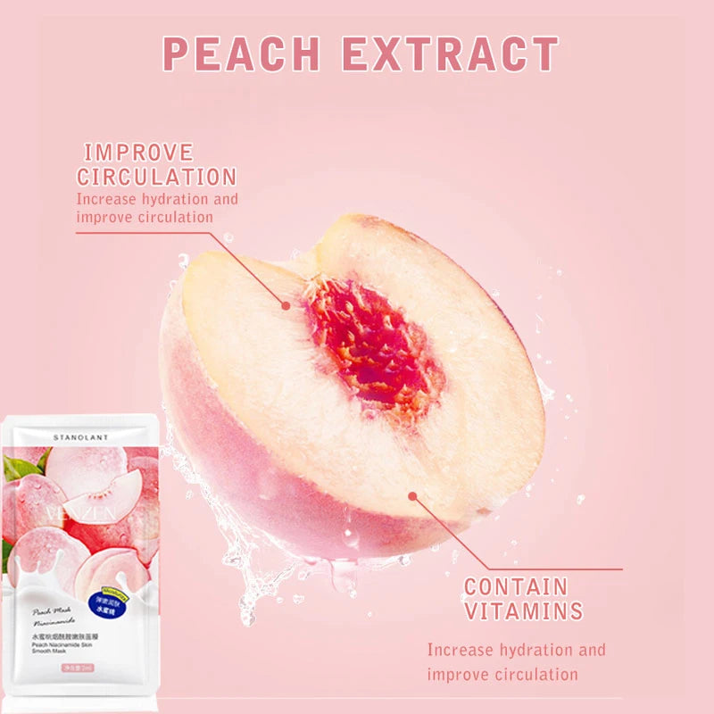 7pcs Peach Niacinamide Sleeping Mask Shrink Pore Brush Mask Moisturizing Disposable Mask Skin Care Improve Roughness & Brighten [SKC]