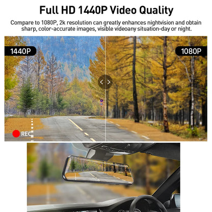 2.5K GPS WiFi Car Dvr 10'' Stream Media Mirror Dash Camera 1440P Car Camera Night Vision Video Recorder Dual Lens Sony Dashcam [CAR]