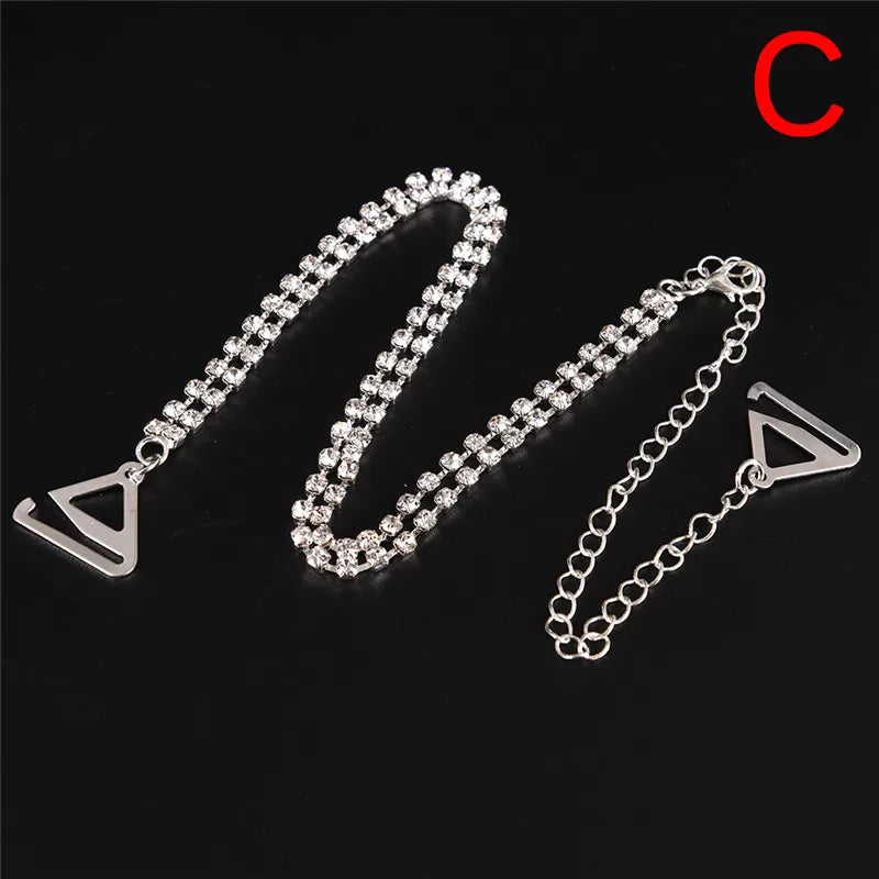 Transparent Clear 2 Rows Crystal Gorgeous Prom Diamante Rhinestone Bra Straps Belt Party Underwear Women Bra Strap [GRM] [UND]