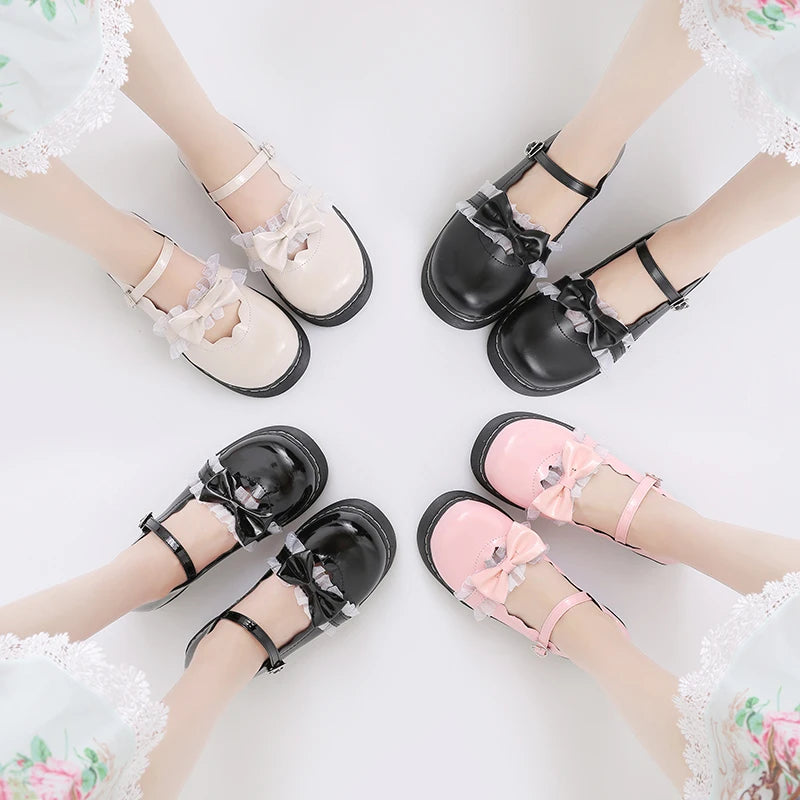 Sweet Lolita Shoes women Harajuku Cute shoes lolita shoes bow black platform shoes Loli Round Head Women Shoes Princess  [LOL]