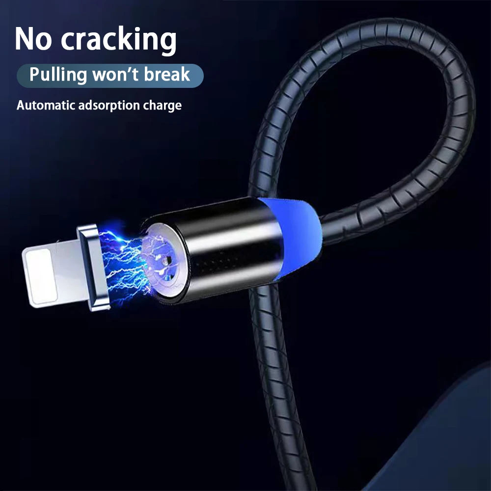 3A LED Magnetic USB Cable Fast Charging Type C Cable Magnet Charger Data Charge Micro USB Cable Mobile Phone Cable USB Cord [MOB]