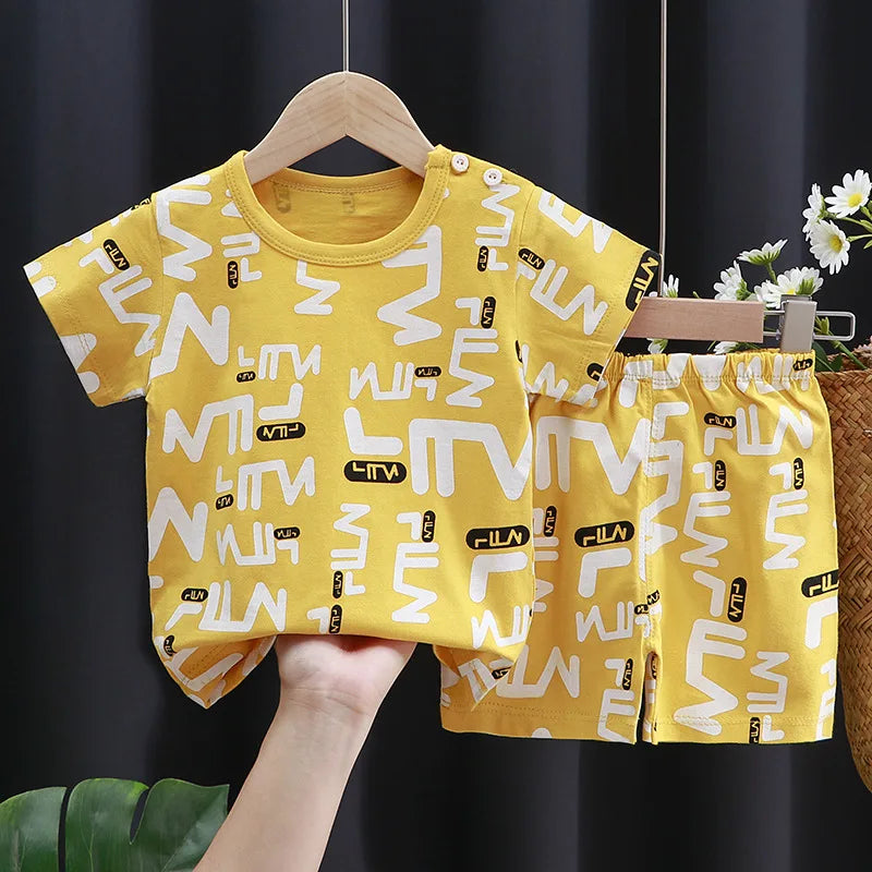 Kids Clothes Set Baby Boy/Girl T-Shirt + Shorts Summer Clothing Cotton Cartoon Casual Boys Tracksuit Children Baby Clothes Set [TSH]