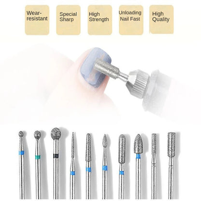 10 Pcs Diamond Milling Cutters For Manicure Carbide Nail Drill Bits Kits Equipment Tools [TPT]