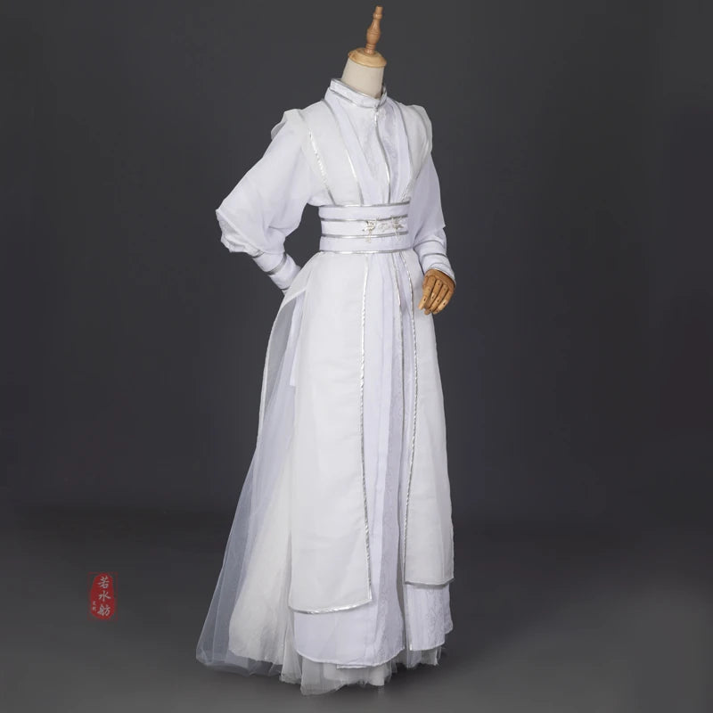 Men Hanfu White Dress Chinese style knight pity Chu Winning cosplay party costume stage performance clothes [COS]