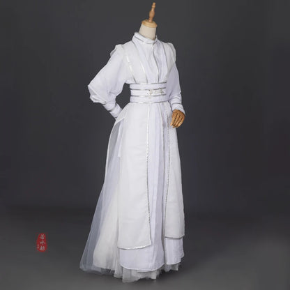 Men Hanfu White Dress Chinese style knight pity Chu Winning cosplay party costume stage performance clothes [COS]