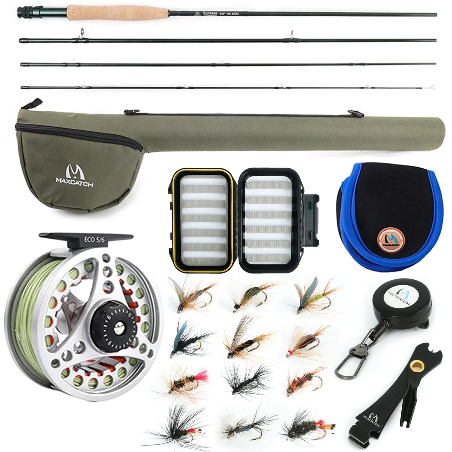 Maximumcatch 3-8WT Fly Fishing Rod And Reel Combo Set 8'6''/9' Medium-fast Fly Rod Pre-spooled Fly Reel & Line &Triangle Tube [SPT]