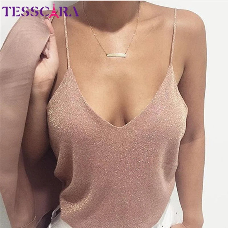 TESSCARA Women Summer Casual Cami New Fashion Female Sexy Camisole Tank Top Tees Elegant T-shirt Tops Sweet Tshirt Undershirt [WOM]