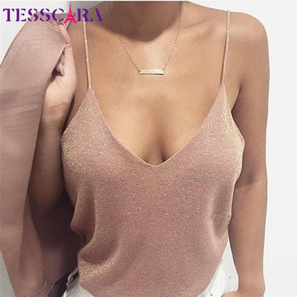 TESSCARA Women Summer Casual Cami New Fashion Female Sexy Camisole Tank Top Tees Elegant T-shirt Tops Sweet Tshirt Undershirt [WOM]