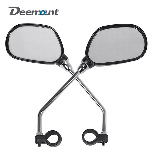 Deemount 1 Pair Bicycle Rear View Glass Mirror Bike Handlebar Wide Range Back Sight Light Reflector Angle Adjustable Mirrors [SPT]